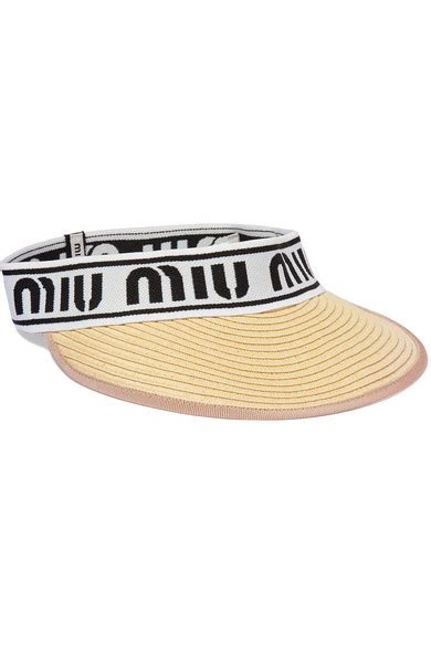 miu miu woven straw visor|miumiu hat.